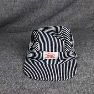 VTG Round House Hat Cap Snap Back Blue Stripe Denim Engineer One Size Mens USA
